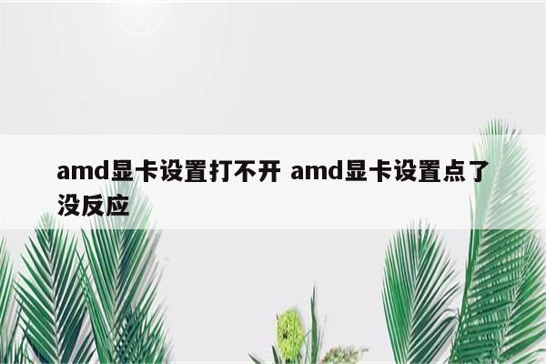 amd显卡设置打不开 amd显卡设置点了没反应