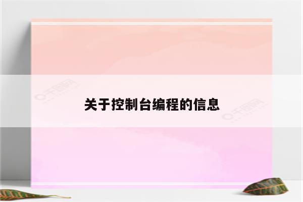 关于控制台编程的信息