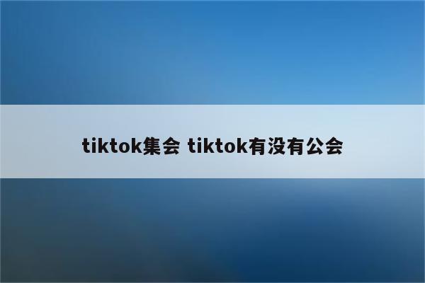 tiktok集会 tiktok有没有公会