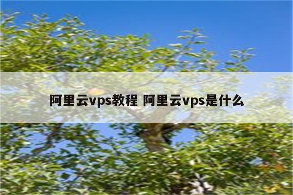 阿里云vps教程 阿里云vps是什么