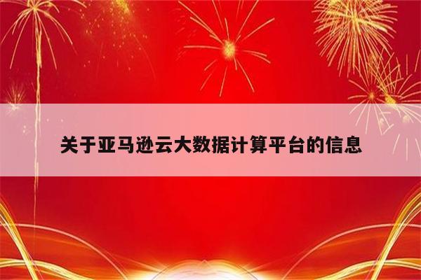 关于亚马逊云大数据计算平台的信息