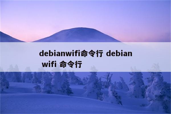 debianwifi命令行 debian wifi 命令行