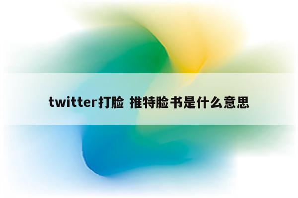 twitter打脸 推特脸书是什么意思