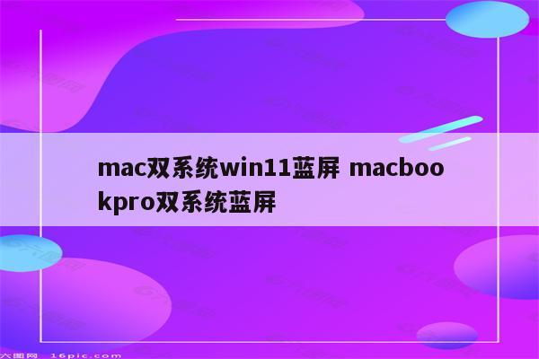 mac双系统win11蓝屏 macbookpro双系统蓝屏