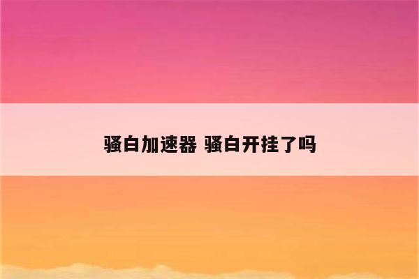 骚白加速器 骚白开挂了吗