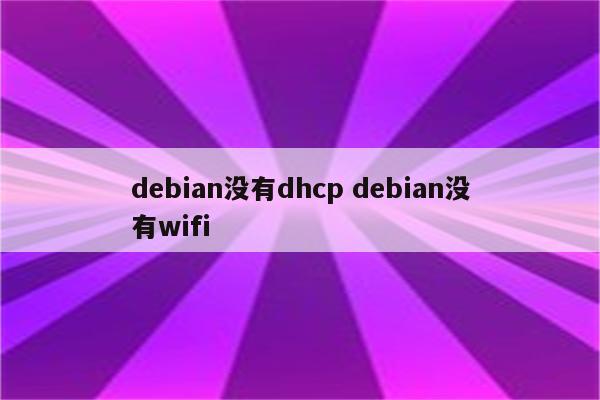 debian没有dhcp debian没有wifi