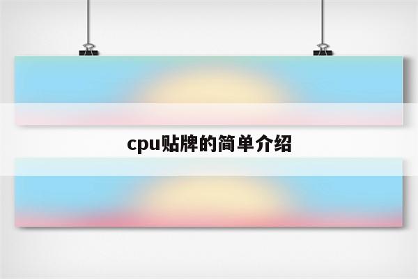 cpu贴牌的简单介绍