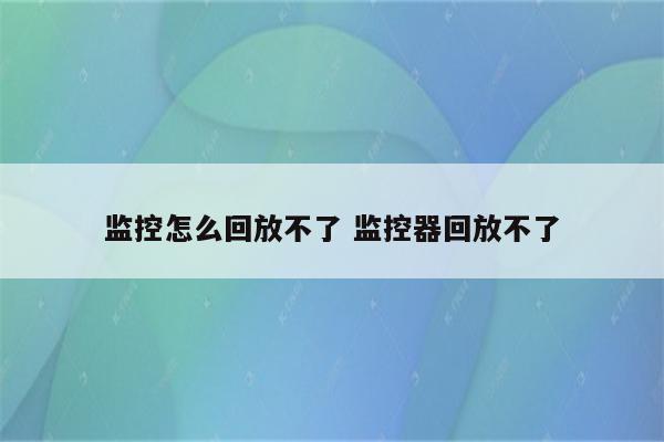 监控怎么回放不了 监控器回放不了