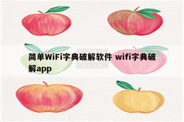 简单WiFi字典破解软件 wifi字典破解app