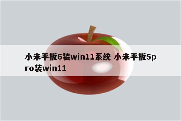 小米平板6装win11系统 小米平板5pro装win11