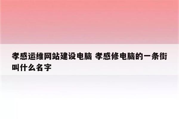 孝感运维网站建设电脑 孝感修电脑的一条街叫什么名字