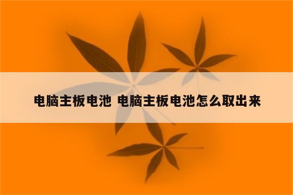 电脑主板电池 电脑主板电池怎么取出来