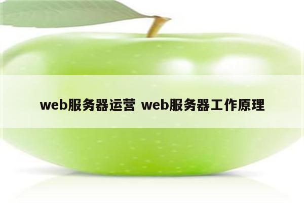 web服务器运营 web服务器工作原理