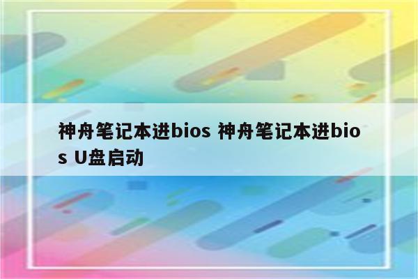 神舟笔记本进bios 神舟笔记本进bios U盘启动