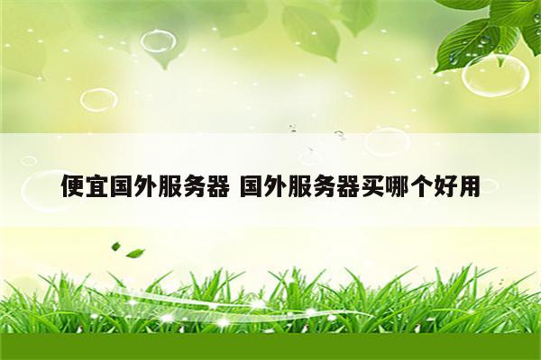 便宜国外服务器 国外服务器买哪个好用