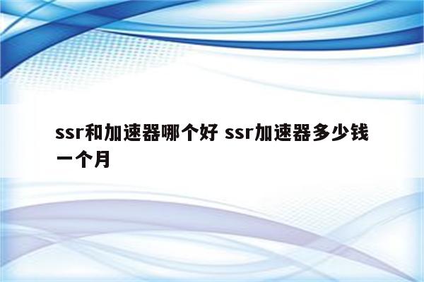 ssr和加速器哪个好 ssr加速器多少钱一个月