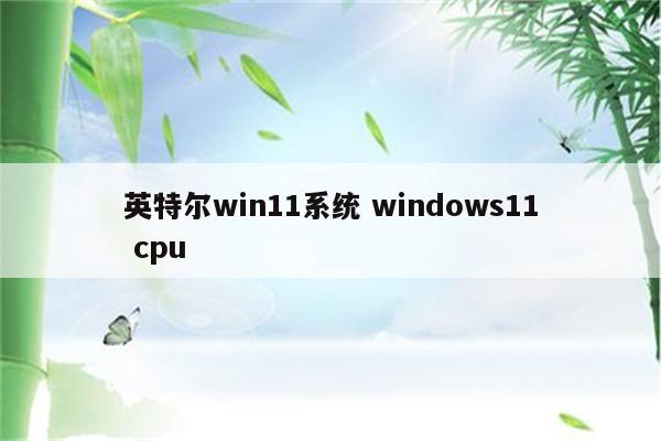 英特尔win11系统 windows11 cpu