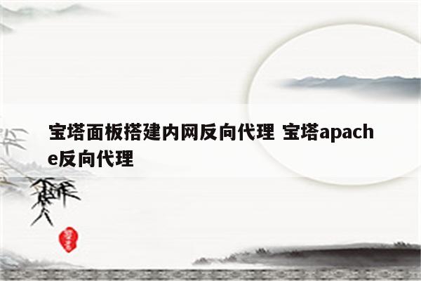 宝塔面板搭建内网反向代理 宝塔apache反向代理