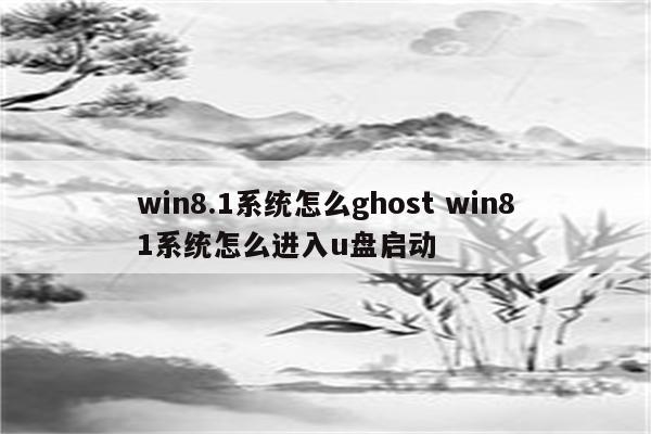 win8.1系统怎么ghost win81系统怎么进入u盘启动