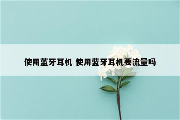 使用蓝牙耳机 使用蓝牙耳机要流量吗