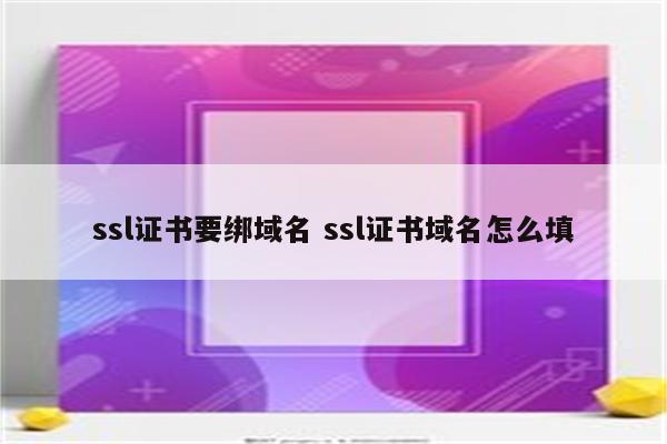 ssl证书要绑域名 ssl证书域名怎么填