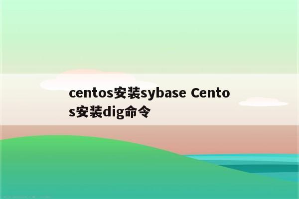 centos安装sybase Centos安装dig命令