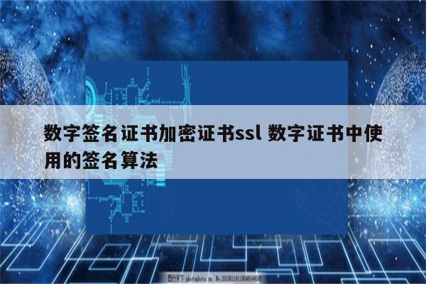 数字签名证书加密证书ssl 数字证书中使用的签名算法