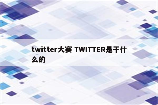 twitter大赛 TWITTER是干什么的