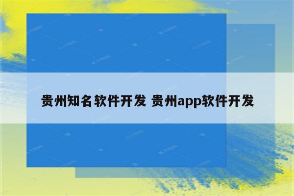 贵州知名软件开发 贵州app软件开发