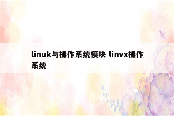 linuk与操作系统模块 linvx操作系统