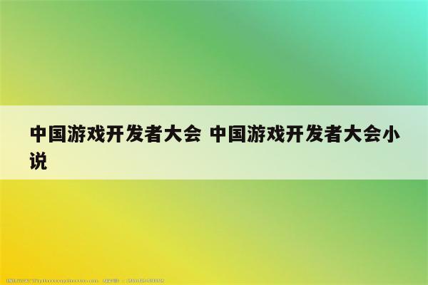 中国游戏开发者大会 中国游戏开发者大会小说