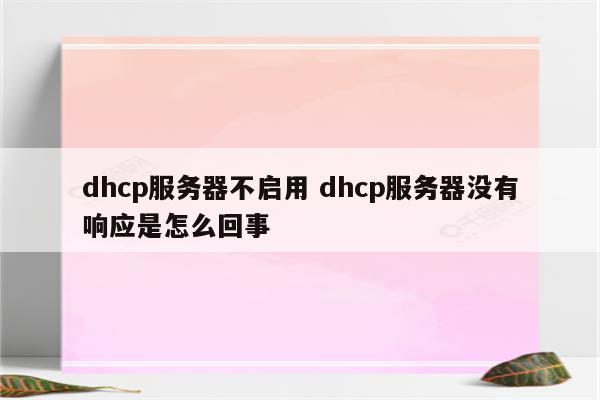 dhcp服务器不启用 dhcp服务器没有响应是怎么回事