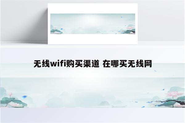 无线wifi购买渠道 在哪买无线网