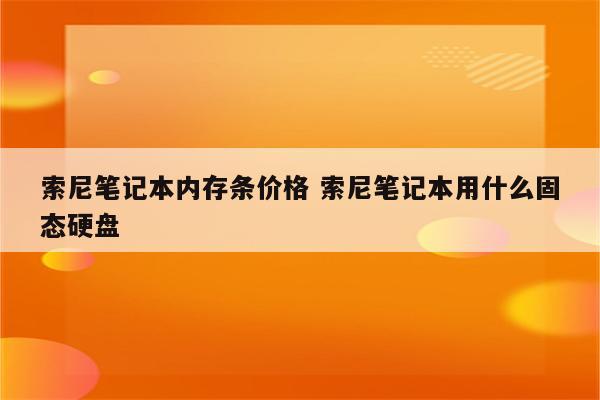 索尼笔记本内存条价格 索尼笔记本用什么固态硬盘