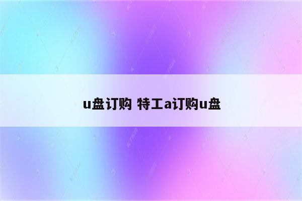 u盘订购 特工a订购u盘