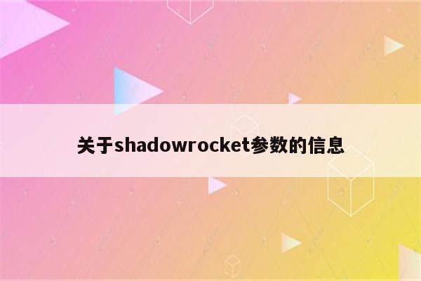 关于shadowrocket参数的信息