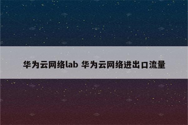 华为云网络lab 华为云网络进出口流量