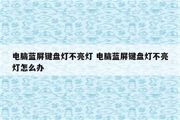 电脑蓝屏键盘灯不亮灯 电脑蓝屏键盘灯不亮灯怎么办