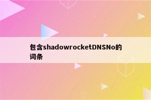 包含shadowrocketDNSNo的词条