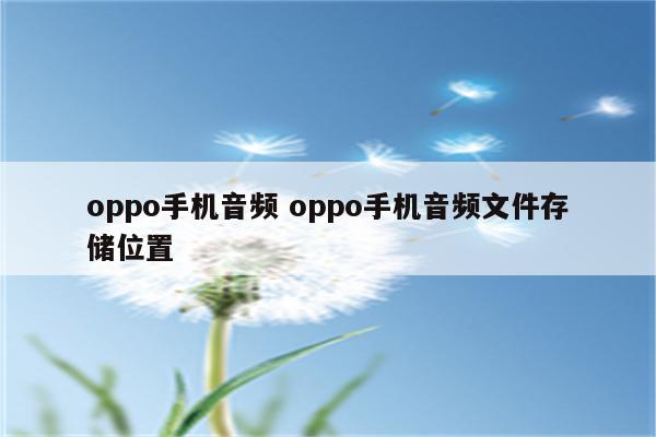 oppo手机音频 oppo手机音频文件存储位置