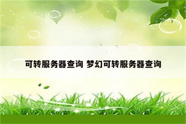 可转服务器查询 梦幻可转服务器查询