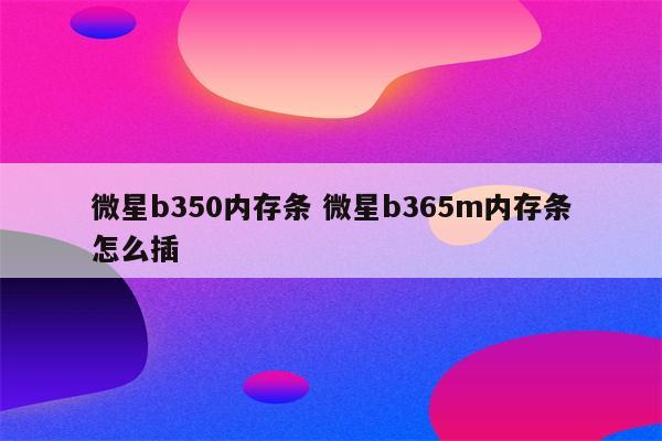 微星b350内存条 微星b365m内存条怎么插