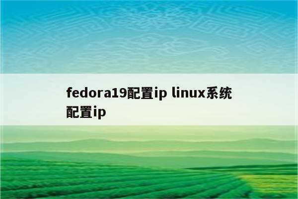 fedora19配置ip linux系统配置ip