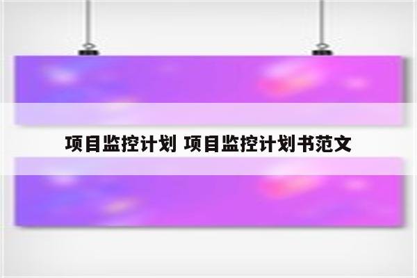 项目监控计划 项目监控计划书范文