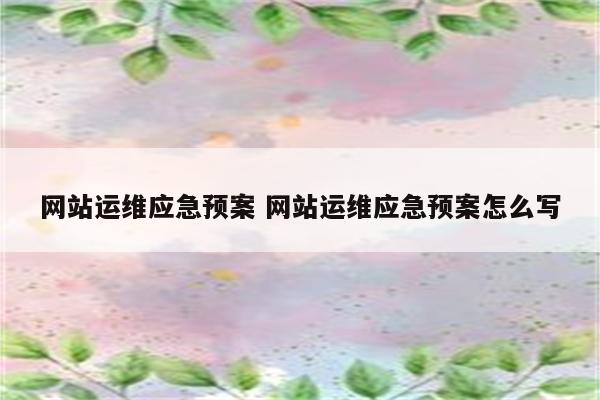 网站运维应急预案 网站运维应急预案怎么写