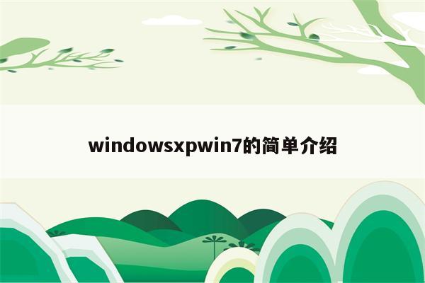 windowsxpwin7的简单介绍