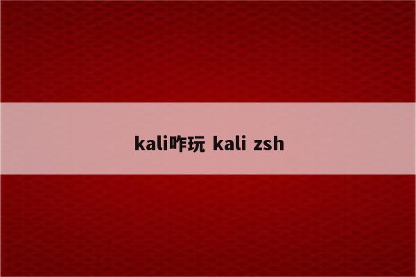 kali咋玩 kali zsh