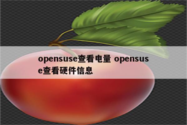 opensuse查看电量 opensuse查看硬件信息