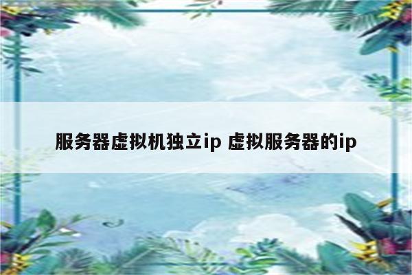 服务器虚拟机独立ip 虚拟服务器的ip