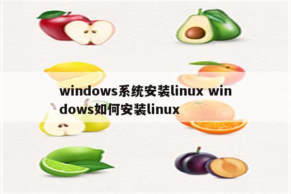 windows系统安装linux windows如何安装linux